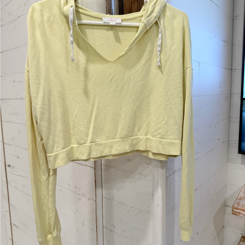 Colsie Light Yellow Cropped Hoodie